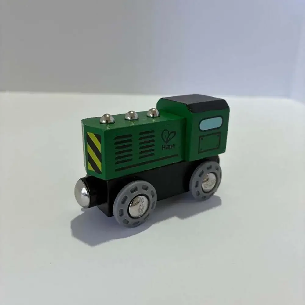 Hape E3718 Green Wooden Railway Diesel Locomotive Train Engine
